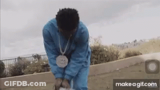 Blue Sweatshirt Man Kneeling With Make A GIF