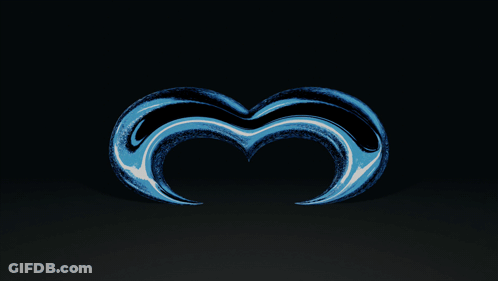Blue Swirl Heart On Black Background GIF