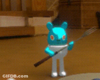 Blue Teddy Bear Holding Bat GIF