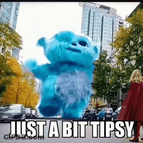 Blue Teddy Bear With Text Just A Bit Tipsy GIF