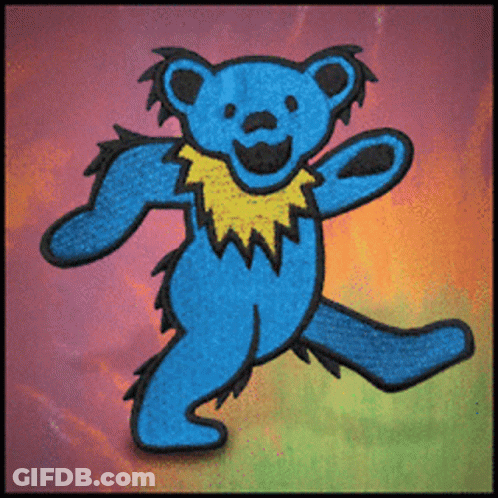 Blue Teddy Bear With Yellow Collar Dancing GIF