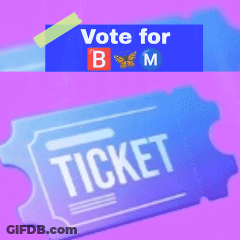 Blue Ticket With Text Vote For BM GIF