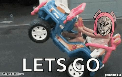 Blue Toy Jeep Saying Lets Go GIF