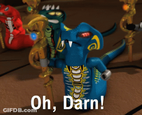 Blue Toy Snake Saying Oh Darn GIF
