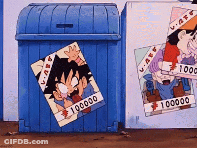 Blue Trash Can With Goku GIF
