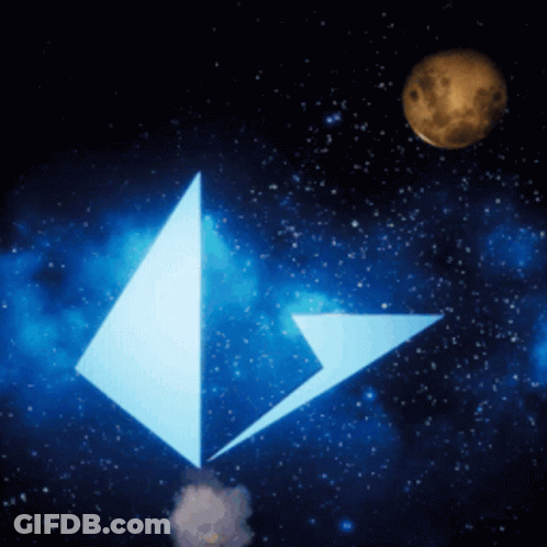 Blue Triangle In Galaxy With Moon GIF