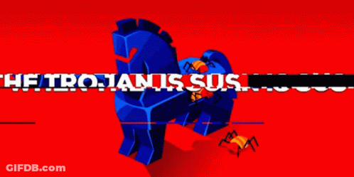 Blue Trojan Horse Saying Is Sus GIF