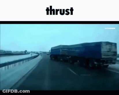 Blue Truck Driving Down Highway With Thrust GIF
