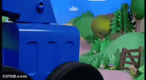 Blue Truck In Cartoon Scene GIF