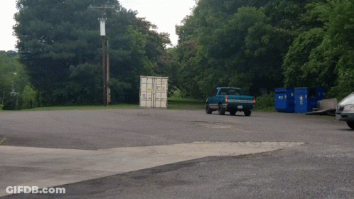 Blue Truck Parked With Container GIF