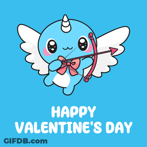 Blue Unicorn Happy Valentine's Day GIF