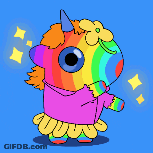 Blue Unicorn With Flower GIF