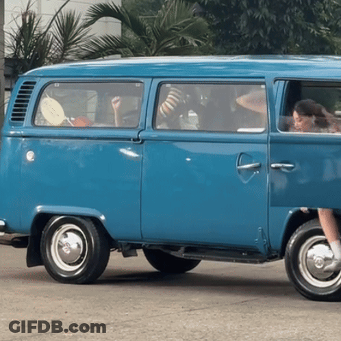 Blue Van With Door Open GIF