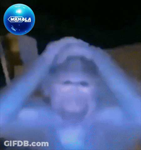 Blue Wahala Ball Above Person GIF