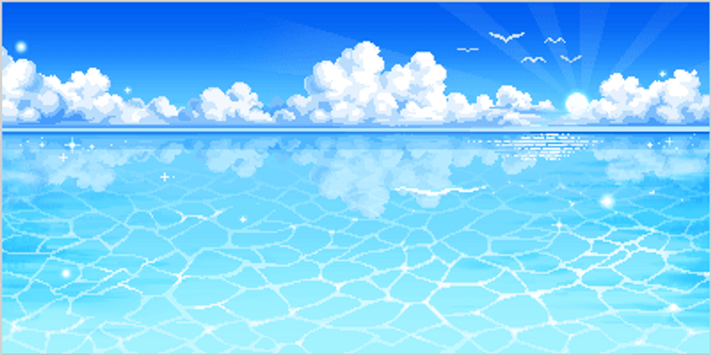 Blue Water Scenery Pixel GIF