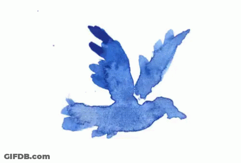 Blue Watercolor Bird Flying GIF