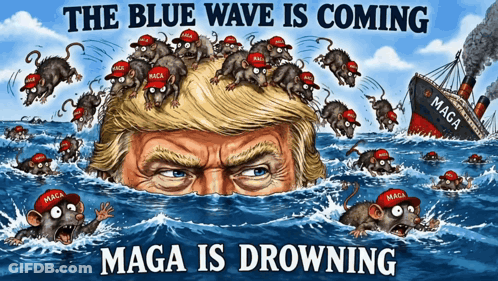 Blue Wave Is Coming MAGA Is Drowning Donald Trump GIF