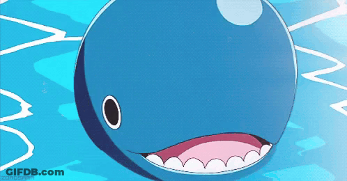 Blue Whale With Pink Mouth Swimming GIF