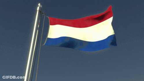 Blue White And Red Flag Flying In Wind GIF