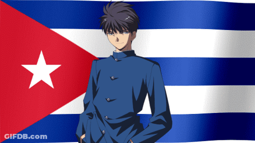 Blue White Flag With Red Star GIF