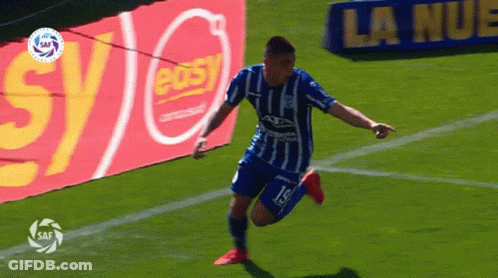 Blue White Jersey 19 Soccer Player GIF