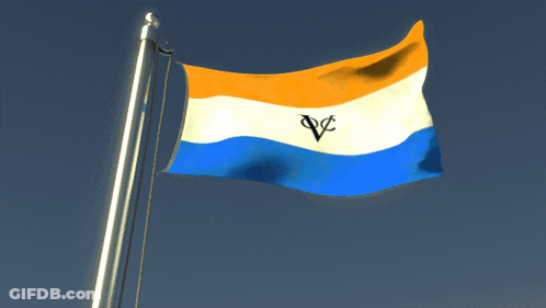 Blue White Orange Flag With Black V GIF