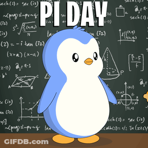 Blue White Penguin At Blackboard Pi Day GIF