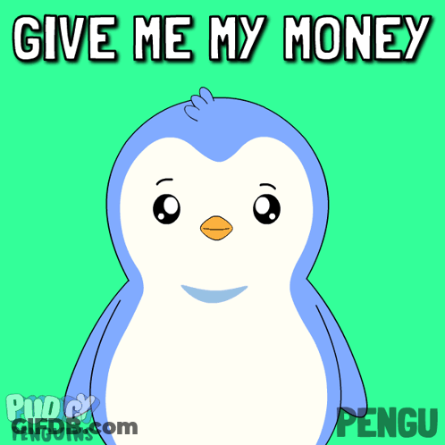 Blue White Penguin Give Me My Money GIF