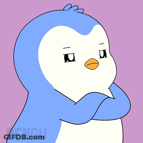 Blue White Penguin With Yellow Beak GIF