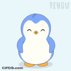 Blue White Penguin Yellow Beak Word Pengu GIF