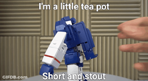 Blue White Robot I'm Little Teapot Short Stout GIF