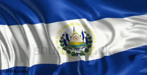 Blue White Yellow Flag Saying El Salvador GIF