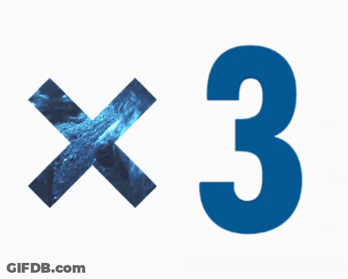 Blue X And Blue Number 3 GIF