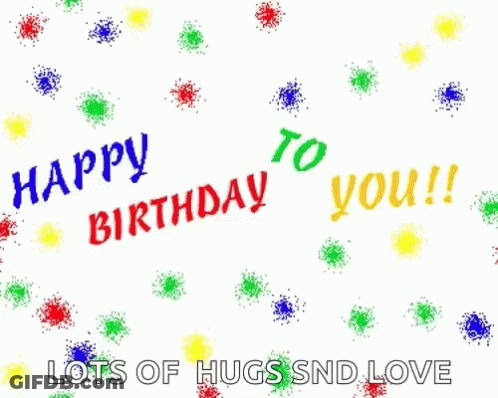 Blue Yellow Balloon Happy Birthday Lots Of Hugs And Love GIF
