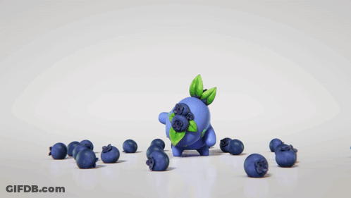 Blueberry With Green Leaf Among Blueberries GIF