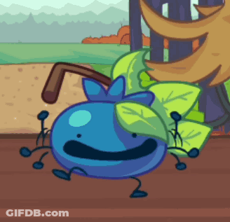 Blueberry With Leaf On Head GIF