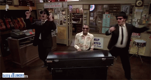 Blues Brothers Poster Three Men Dancing Around Piano Case GIF