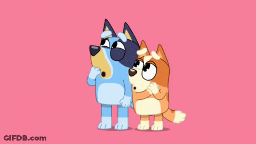 Bluey And Bingo Amazed GIF