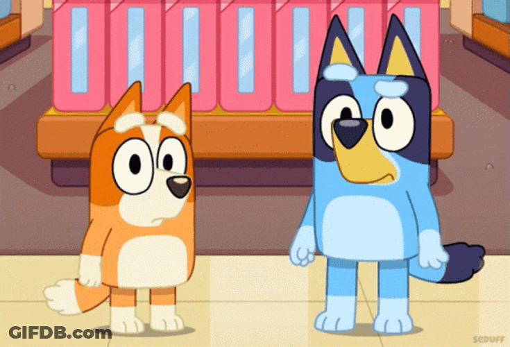 Bluey And Bingo Shocked GIF