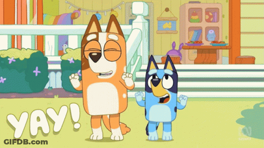 Bluey And Chilli Heeler Hip Hip Hooray GIF
