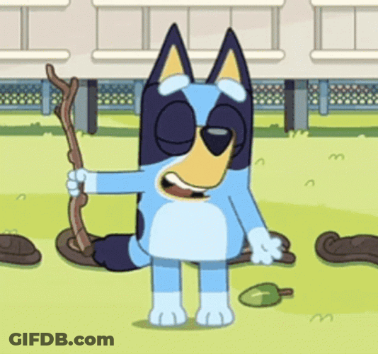 Bluey Dancing With Stick GIF