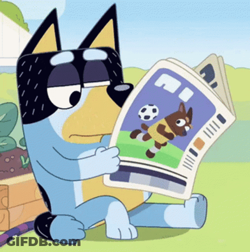Bluey Reading News Paper GIF