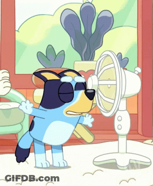Bluey Staying Cool In The Fan GIF