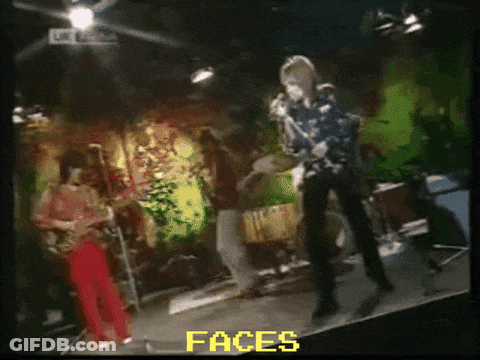 Blurred Band Saying Faces In Yellow GIF