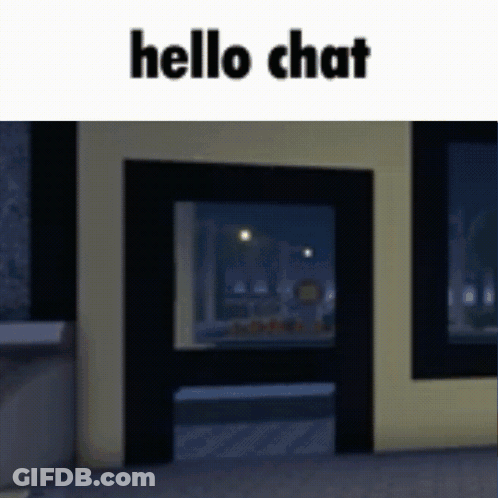 Blurred Building With Hello Chat Above GIF