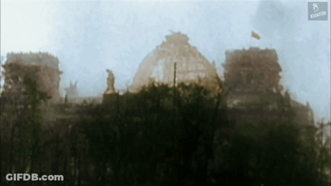 Blurred Building With Letter K GIF