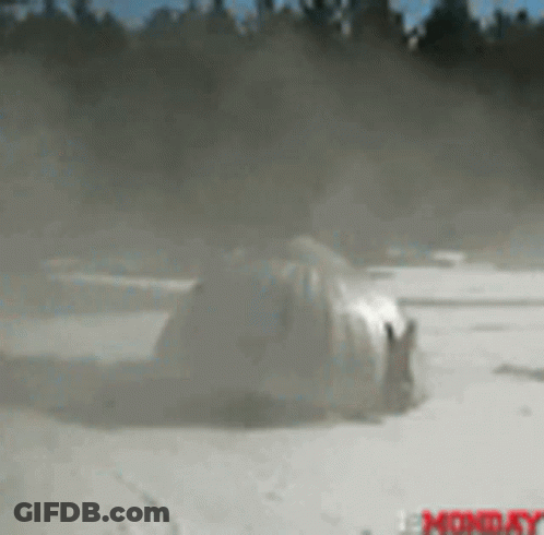 Blurred Car In Snow Saying Monday GIF