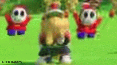 Blurred Cartoon Characters Standing On Green Field GIF