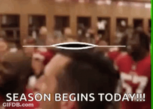 Blurred Football Team In Locker Room Season Begins Today GIF