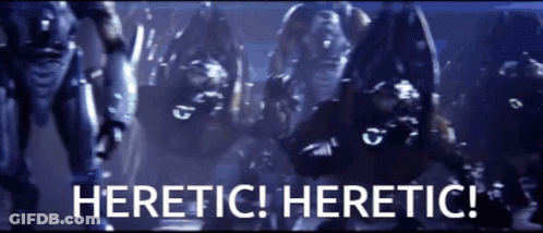 Blurred Group Of People Saying Heretic Heretic GIF